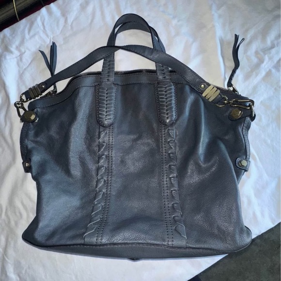 orYANY "Cassie" blue Pebbled Leather Extra Large Satchel Bag - Picture 1 of 6